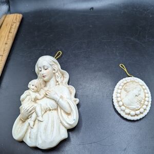 Vintage Lot Of 2 Cream Ornaments Seem To Be Made Of Wax Or Similar